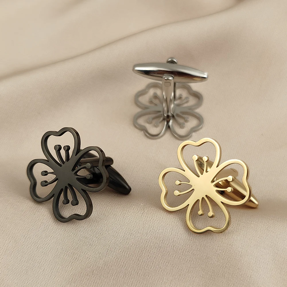 

Brand new flower cufflinks, a pair of stainless steel men's shirt buttons, waterproof and non-fading