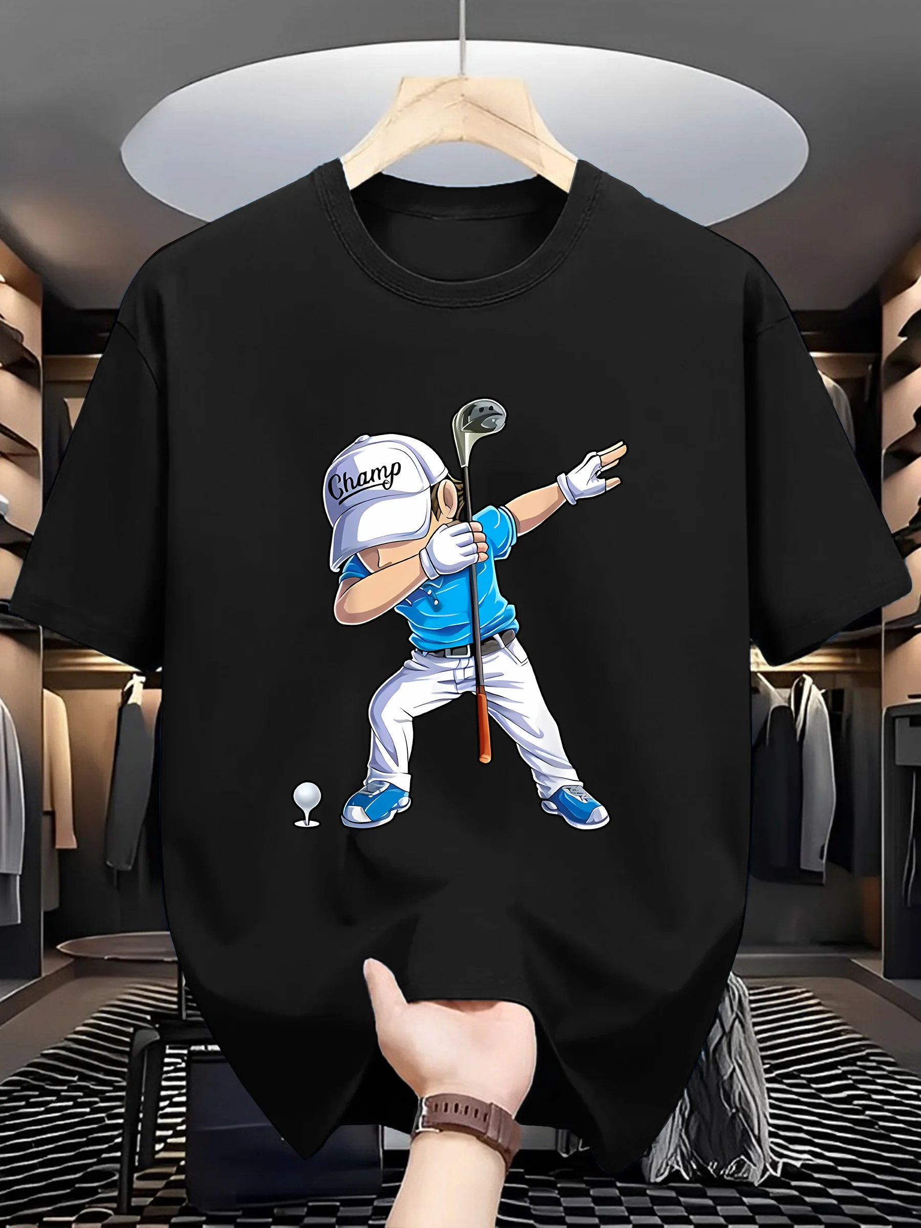 Camiseta de Manga Curta Y2K co - Men'S Fashion Golf Clothing avaliação e preço