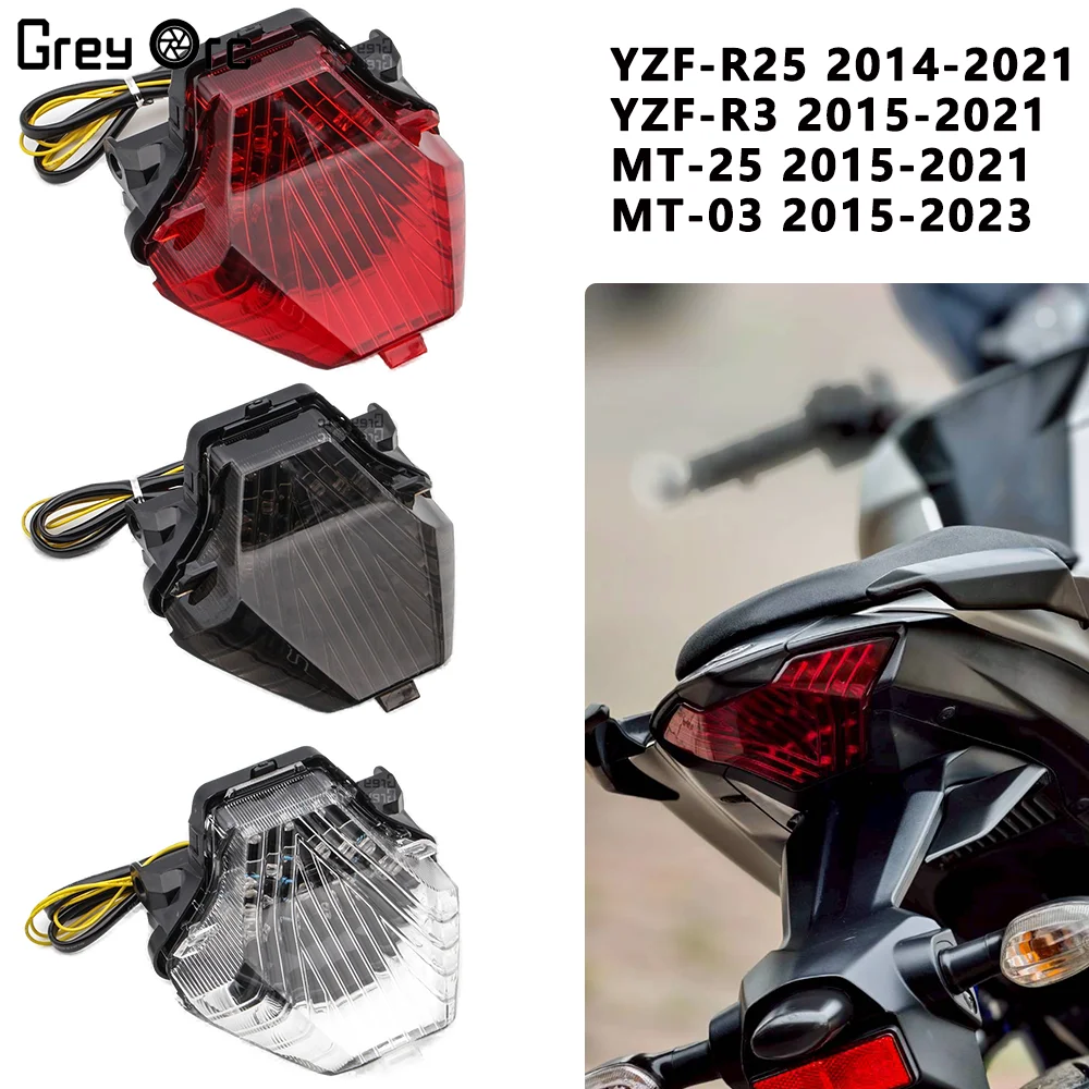 For Yamaha YZF R25 YZF R3 MT 25 MT 03 2015-2021 MT 07 FZ 07 2014-2017 Motorcycle LED Tail Light Brake Signal Integration