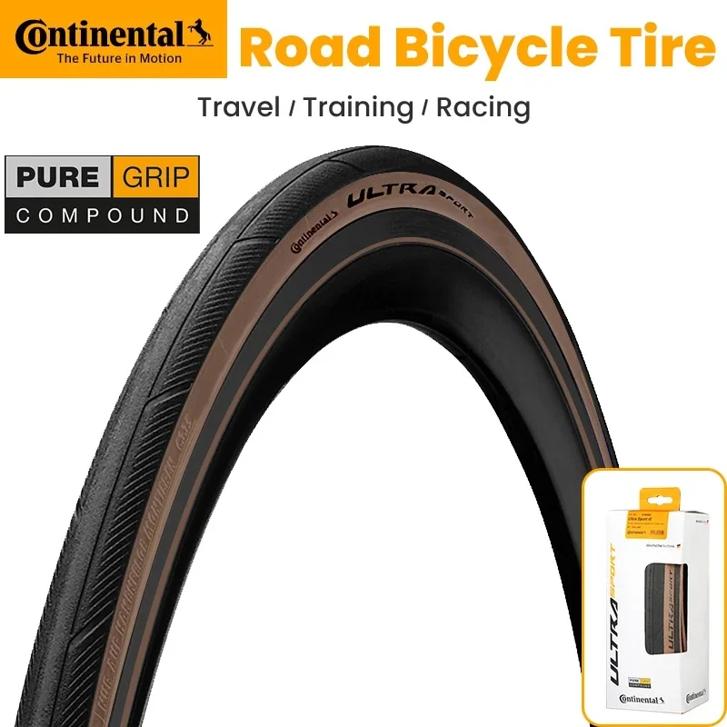 

Continental 700C Road Bike Foldable Tire Ultra Sport III 700X28C Brown Edge Folding Tyre 28-622 180 TPI Gravel Tire