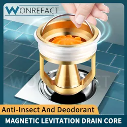 Bathroom brass magnetic levitation anti-odor drain inner core universal bathroom Fast Drainage sewer anti-odor core bug cover