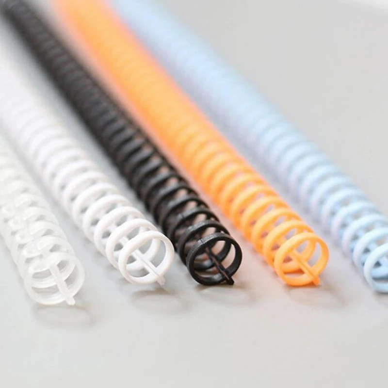 5pcs Random Color 30 Hole Loose-leaf Plastic Binding Ring Spring Spiral Rings Office Supplies