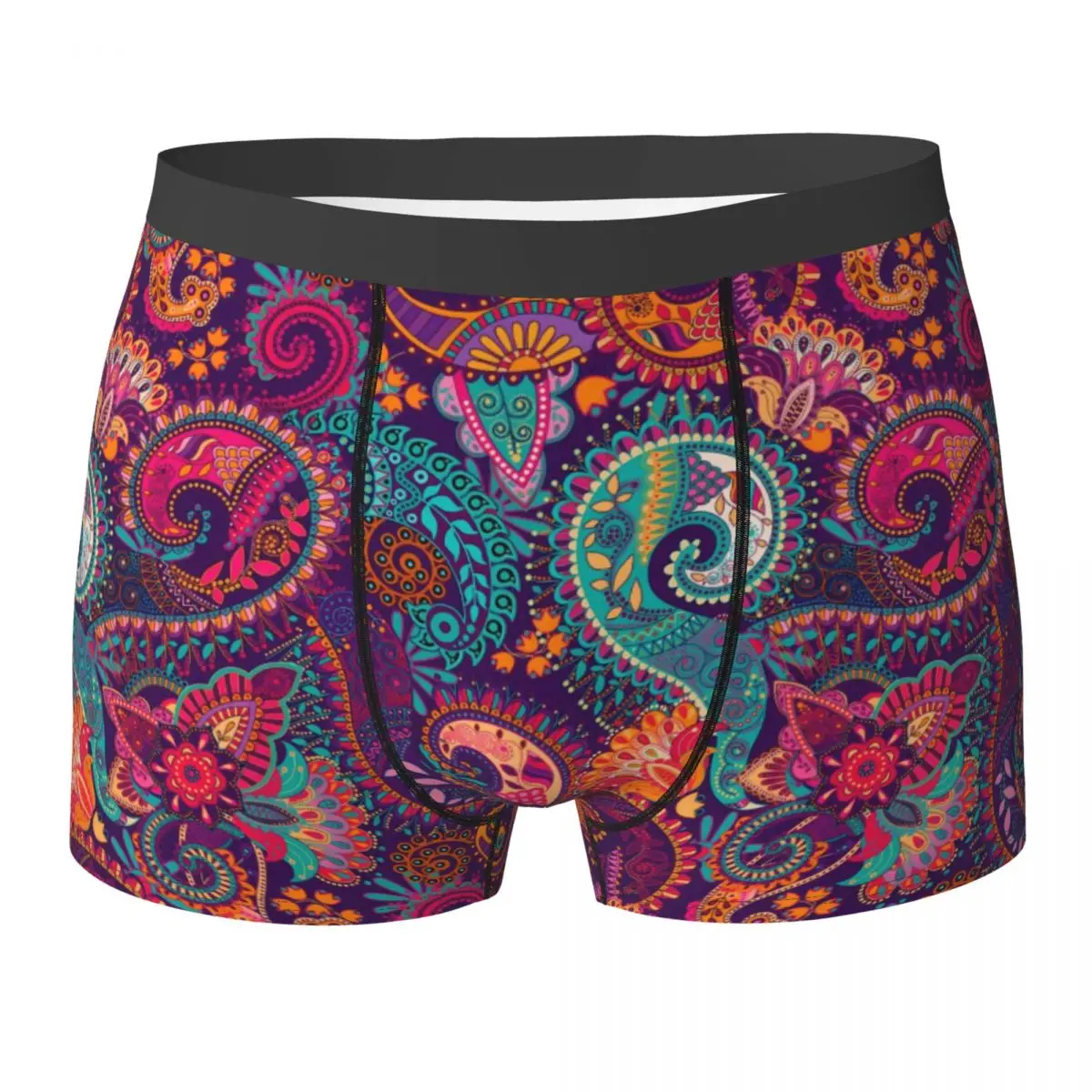 Purple Orange Paisley Underwear Colorful Floral Elastic Panties Customs Shorts Briefs Pouch Men Plus Size Boxershorts