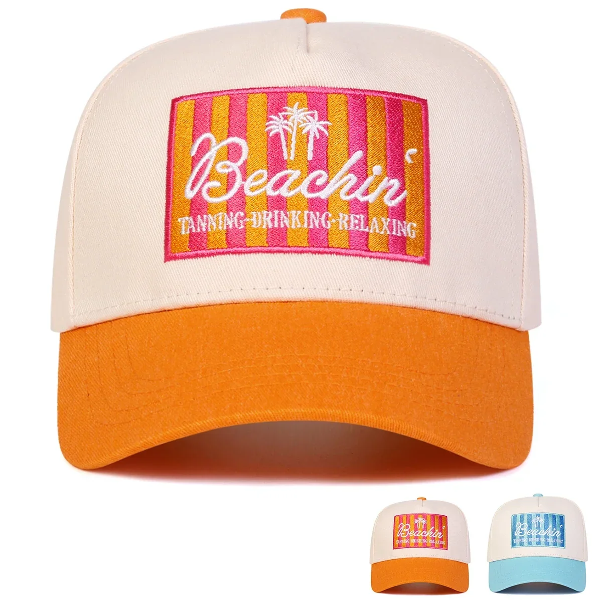 Unisex BEACHIN Baseballkappen mit Buchstabenstickerei, Frühling und Herbst, für den Außenbereich, verstellbare Freizeithüte, Sonnenschutzhut, Sportkappe