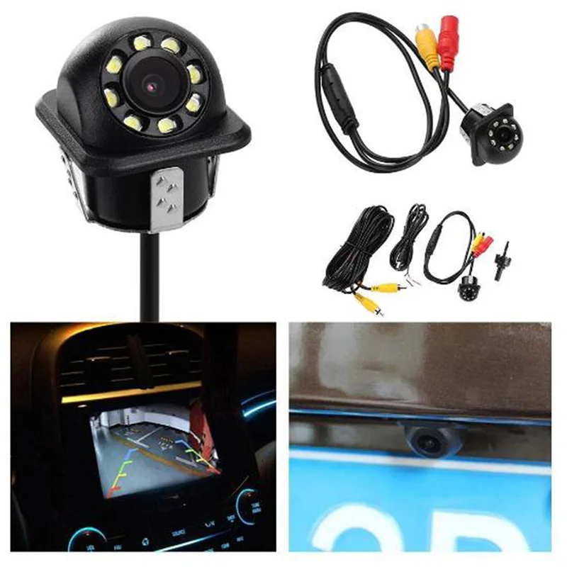 Universal 170 Wide Angle 8LED Night Vision Car Rear View IP68 Waterproof  Back Up Reverse Camera Parking Assistance