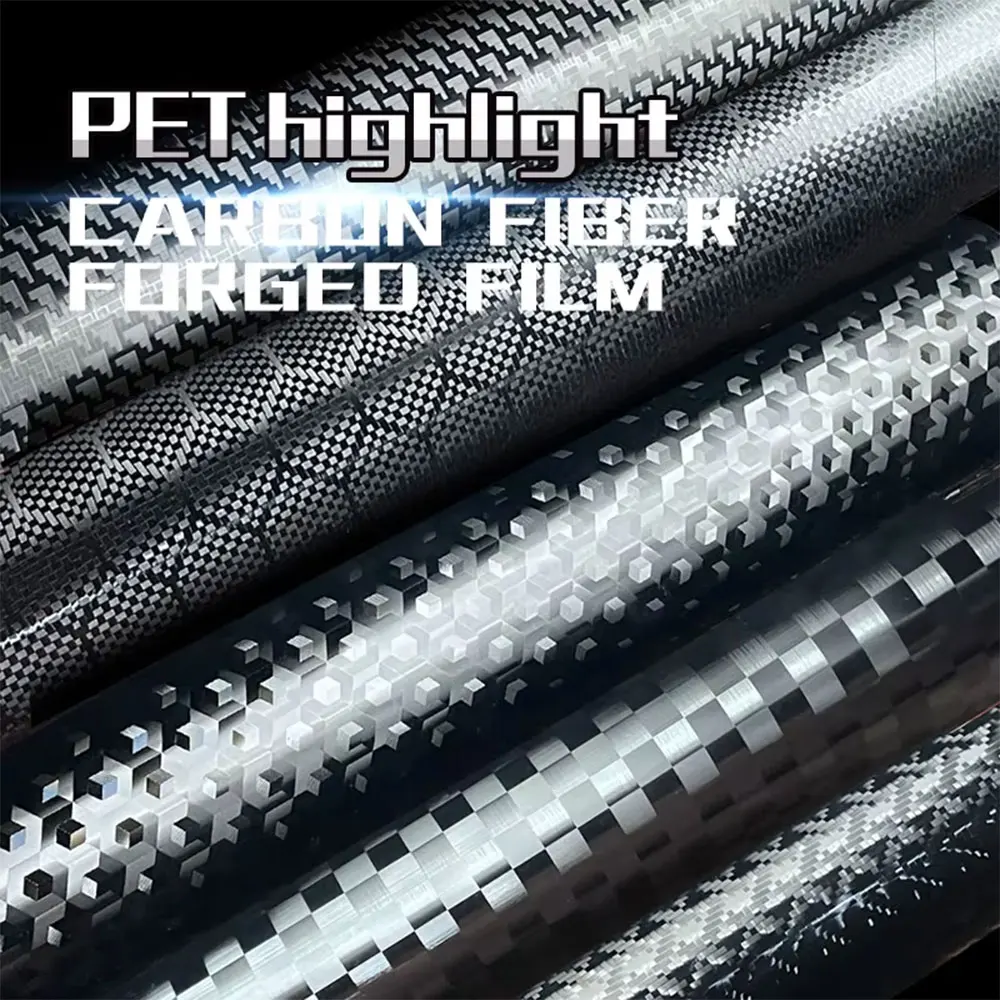 Film de protection automobile en carbone forgé premium PET, finition Diamond Black Grid & Metaverse pour carrosserie complète, tableau de bord, intérieur et rétroviseurs