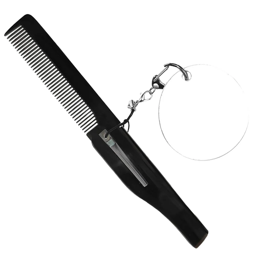 Folding Comb Travel Mens Beard Keyring Mirror Comb: Plastic Foldable Fine Tooth