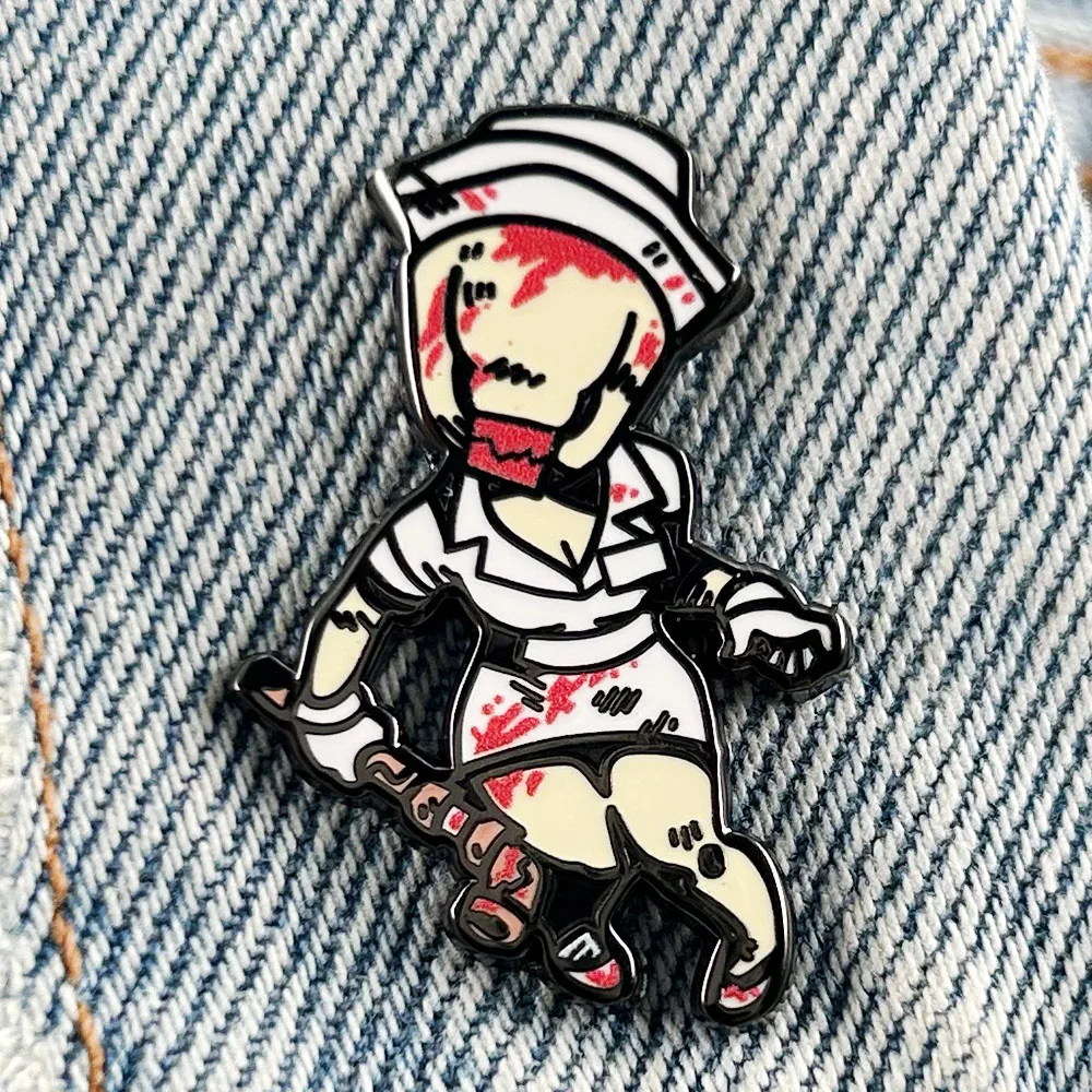 Silent Hill 2 Bloody Nurse Enamel Pin Horror Game Character Inspired Badge Classic Retro Gaming Peripheral Gamer Fans Gift - view 5