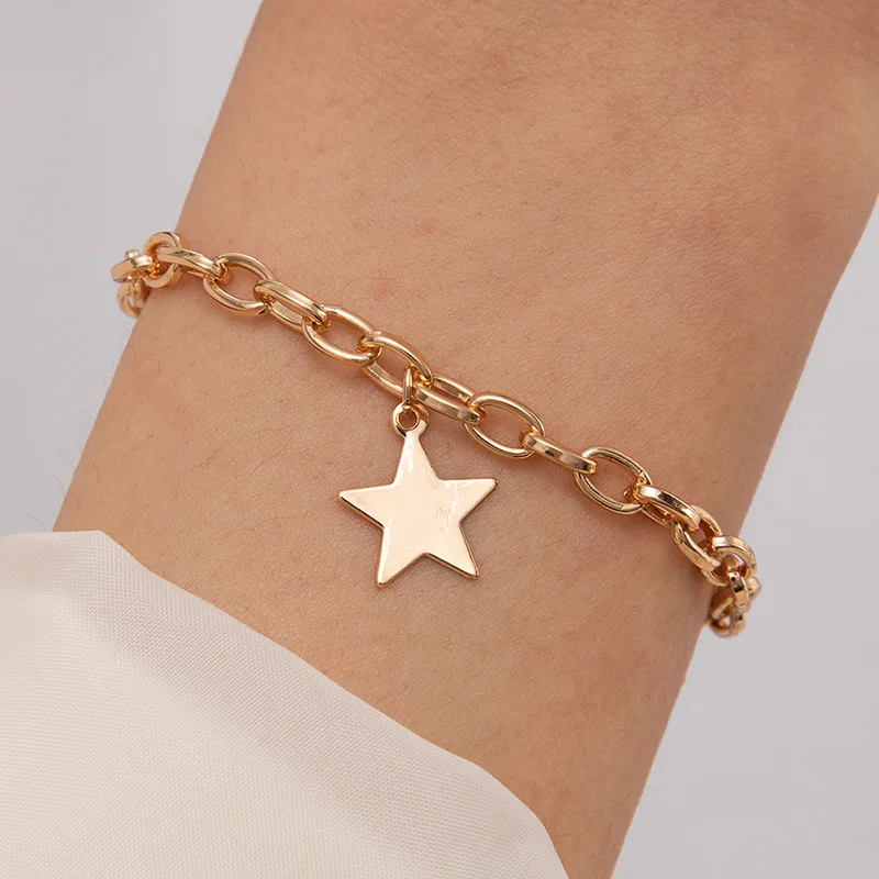 docona New Simple Star Bracelets for Women Girls Silver Gold Color Alloy Metal Ajustable Festival Gift Jewelry браслет 18073