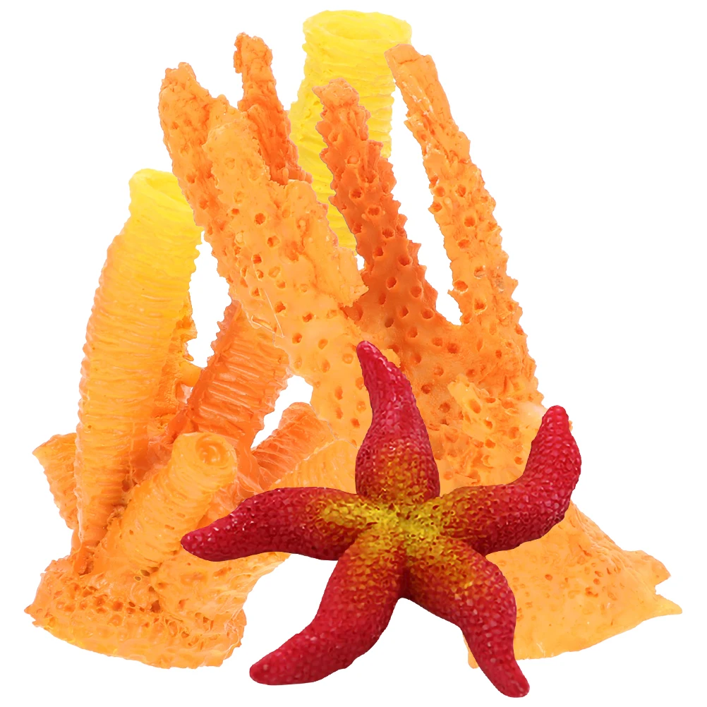 

3Pcs Aquarium Coral Sculpture Delicate Resin Coral Ornament Tabletop Fish Tank Sea Star Decor Desktop Home Office