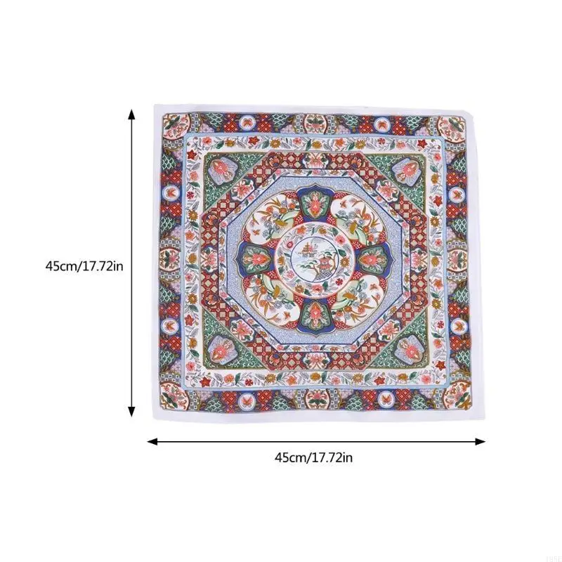 195E Flower Print Handkerchief Towel for Adult Business Pocket Square Multiuse Face Towel Women Sweat Wiping Hankie Set of 12