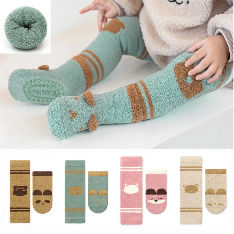 

Cute Cartoon Baby Toddlers Long Leg Warmer Anti Slip Floor Socks Set Boys Girls Kids Winter Warm Stocking Leggings