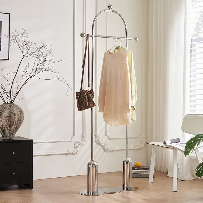 Nordic Wabi Sabi Floor Coat Rack Stainless Steel Simple Retro Hanging Hanger Removable Storage Stand For Bedroom Hallway