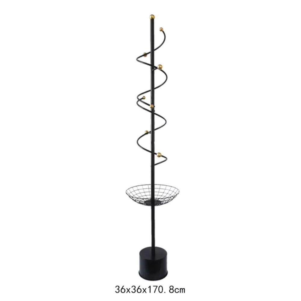 Directly Sale Metal Clothes Tree Hanger Rack with Storage Tray 6 Hooks Multifunctional Standing Coat & Hat Organizer