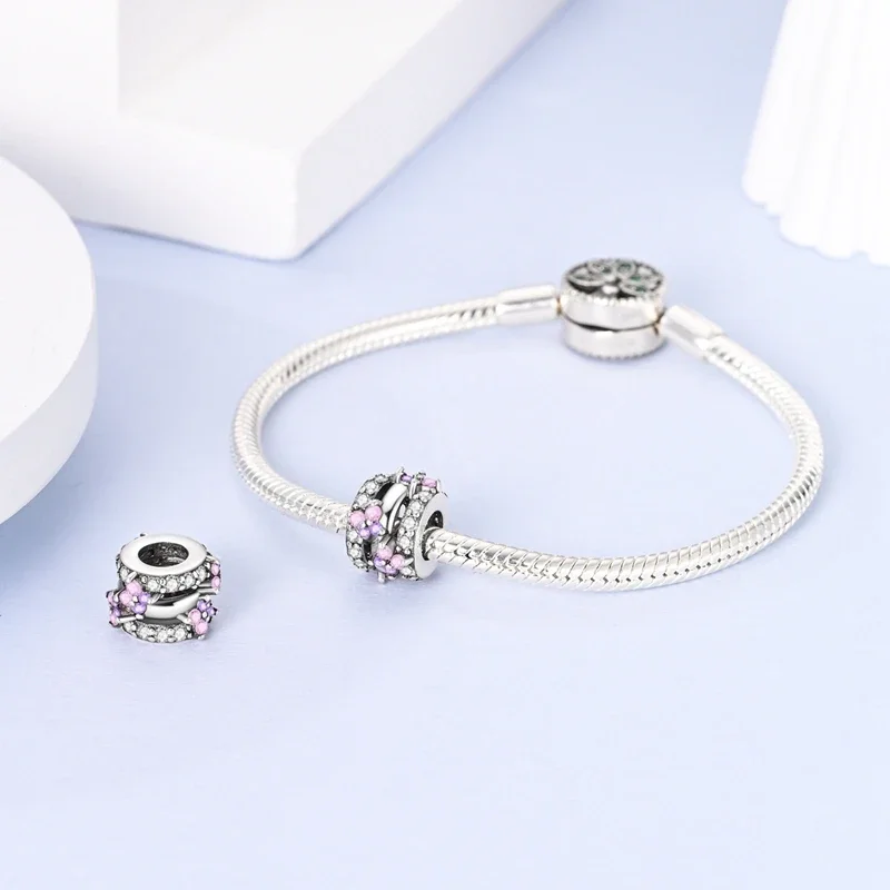

Charms Silver 925 Pinkish-purple Zircon Butterfly Beads Fit Charms Plata 925 Original Bracelet Beads Women Jewellery Making Diy