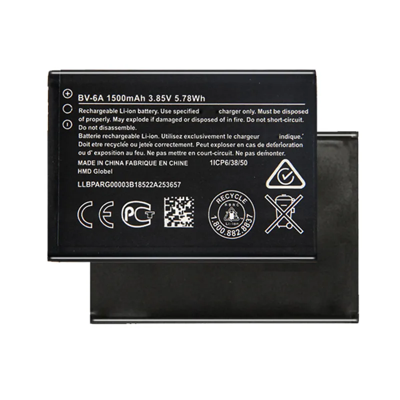 1500mAh BV-6A Battery For Nokia Banana 8110 4G 2060 3060 5250 C5-03 TA-1059 2720 Filp Battery BV6A