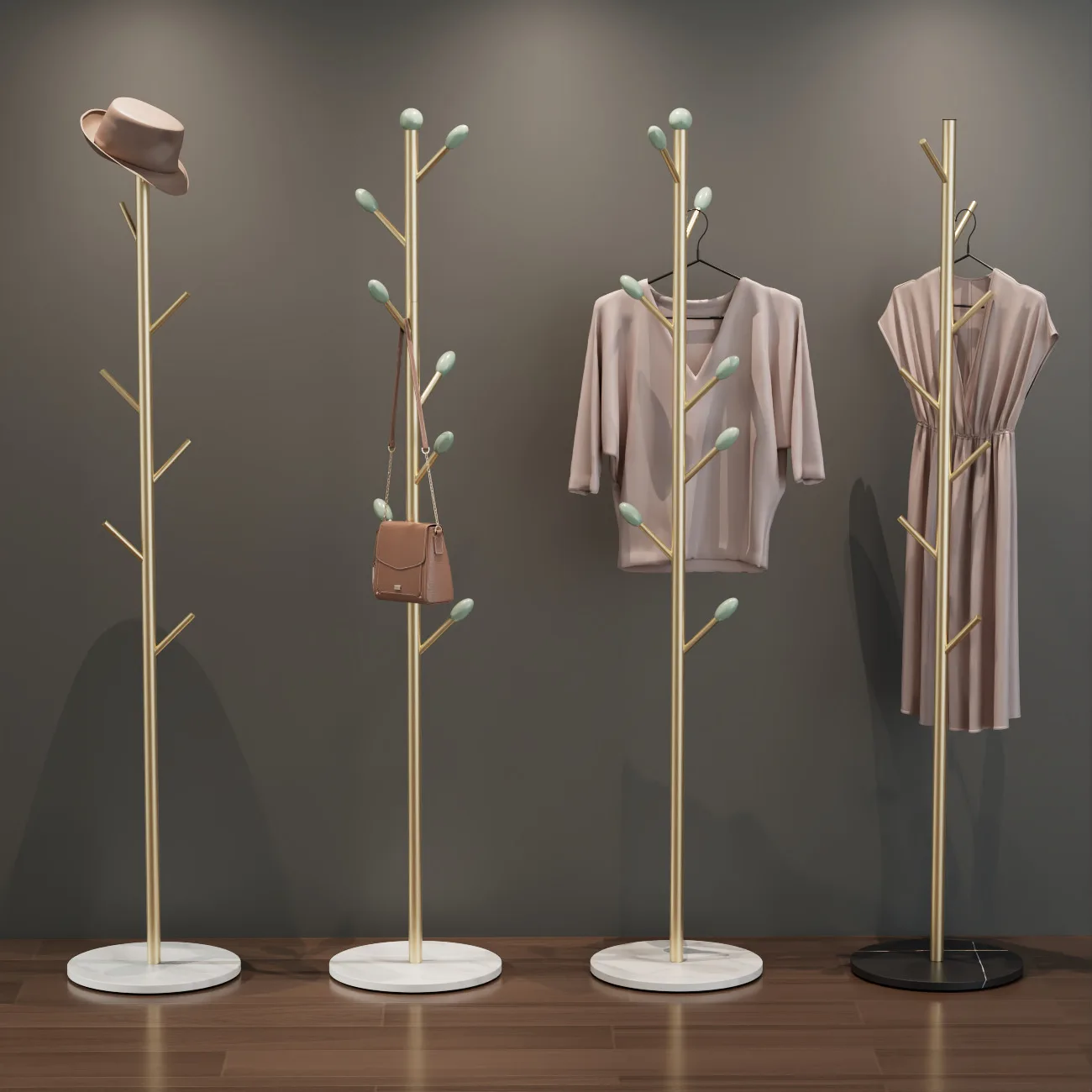 

#Home Furniture Home Entrance Floor-Standing Coat Rack Modern Minimalist Clothes Hanger Space-Saving Gadget Stone-Plank Metal