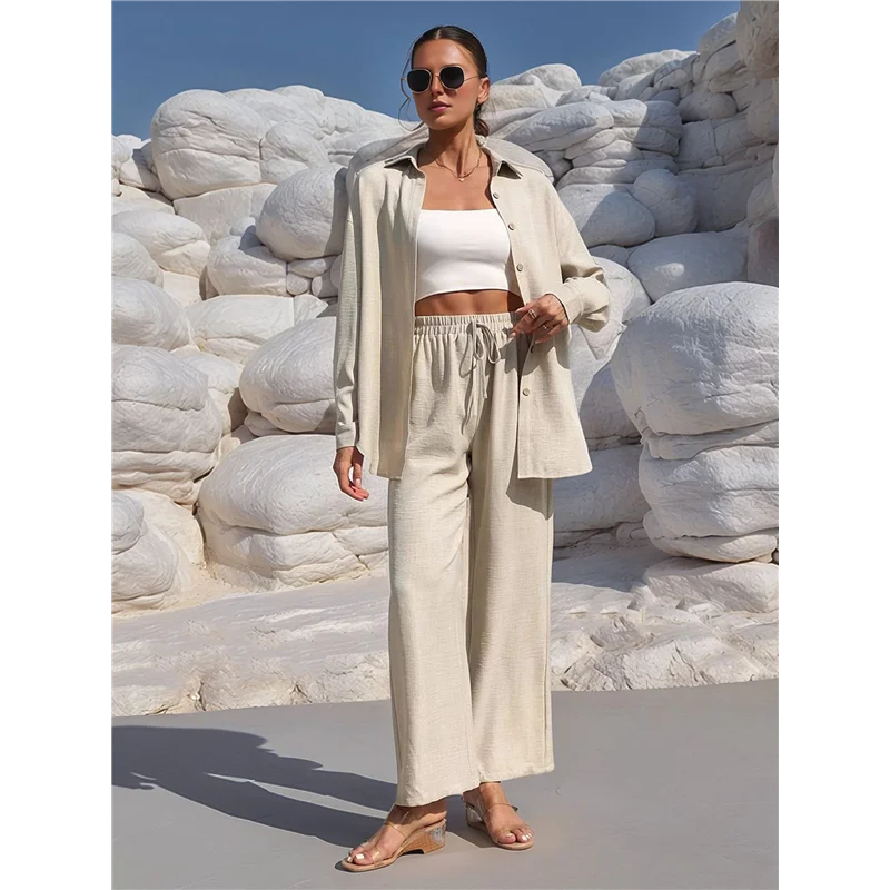 ASDS-dames zomer lang pak tweedelig shirt top broek casual strandvakantie tweedelige sportkleding