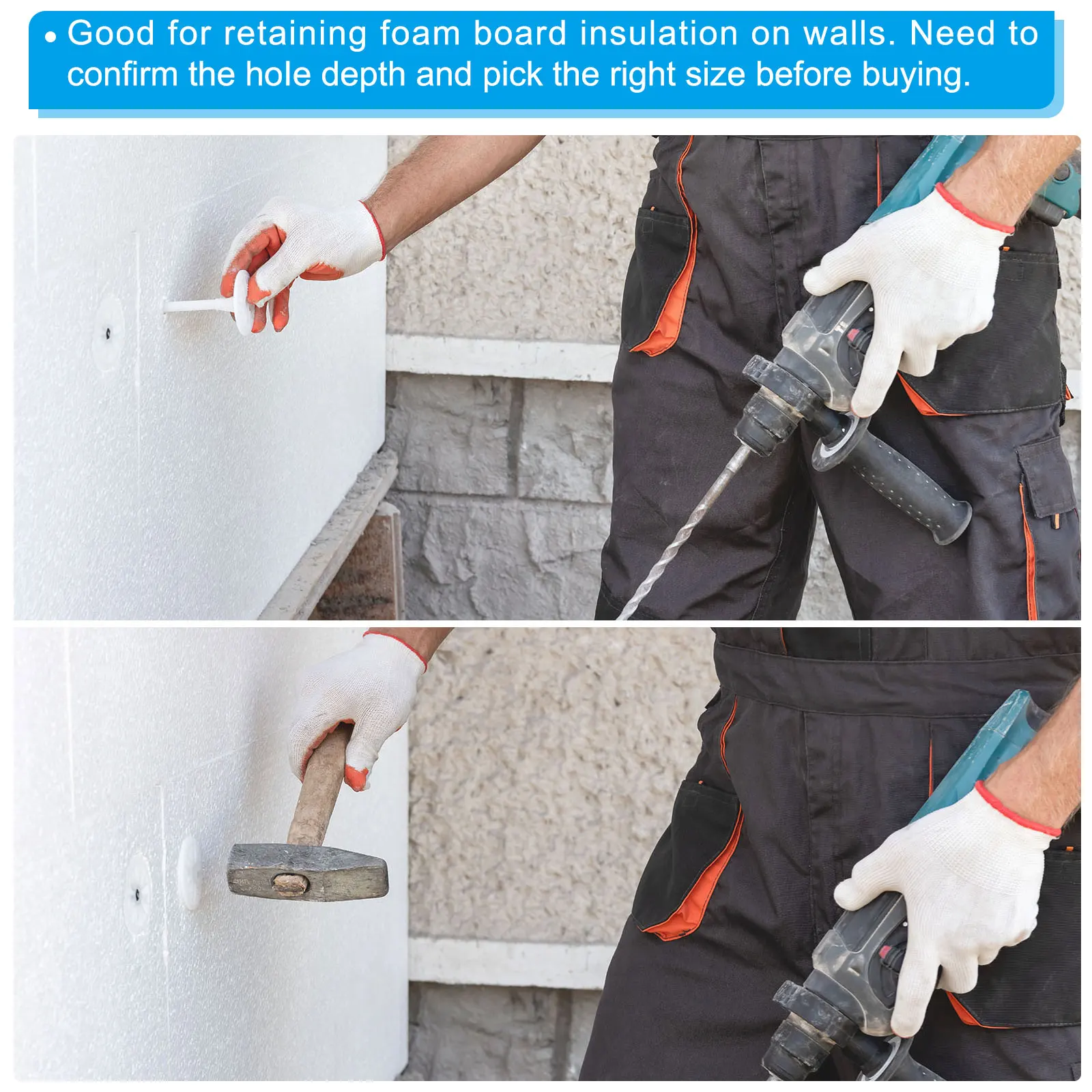 50 ชิ้น 82 มิลลิเมตร Perforated ฉนวนกันความร้อน Pins, ฉนวนเล็บปลั๊กผนังพลาสติกขยาย Bolt สําหรับยึดโฟมบอร์ดก่ออิฐ Wal