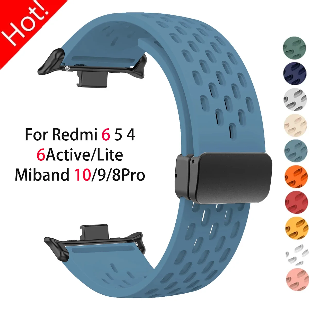 Atmungsaktives Armband für Redmi Watch 6Active/6Lite/6/5/4, magnetisches Silikonarmband für Xiaomi Watch 10Pro, 9Pro, 8Pro, Armband-Zubehör.