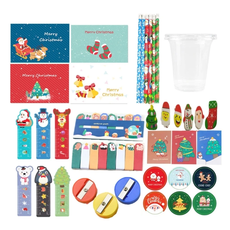 K1AA Weihnachten Thema Briefpapier Sets Bleistifte Weihnachten Briefpapier Tasche Schreibwaren Anzug