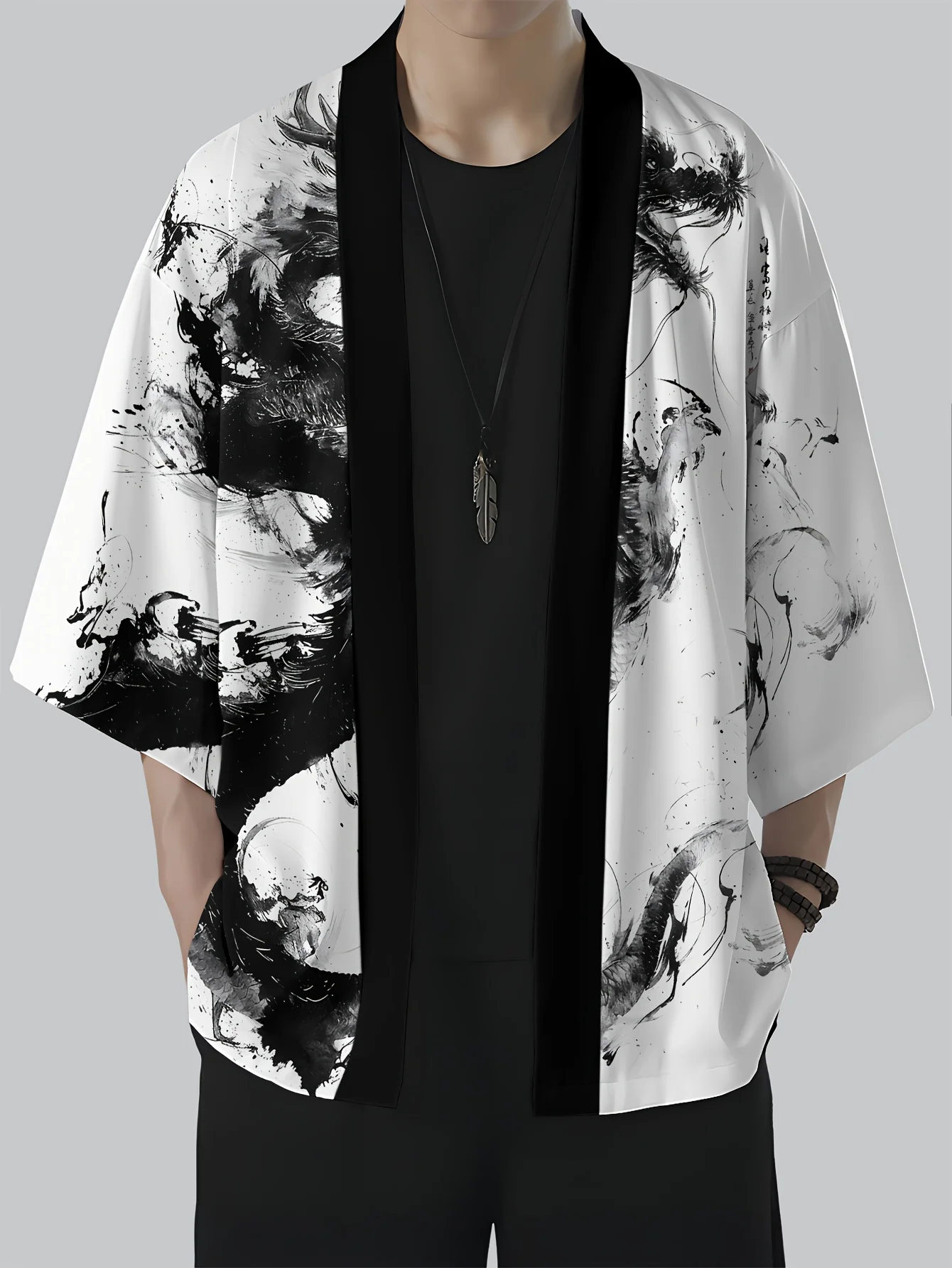 

2026 Summer New Men's Kimono 3D Trend Brand Dragon Pattern Printed Fashion Outdoor Comfortable Lightweight Soft