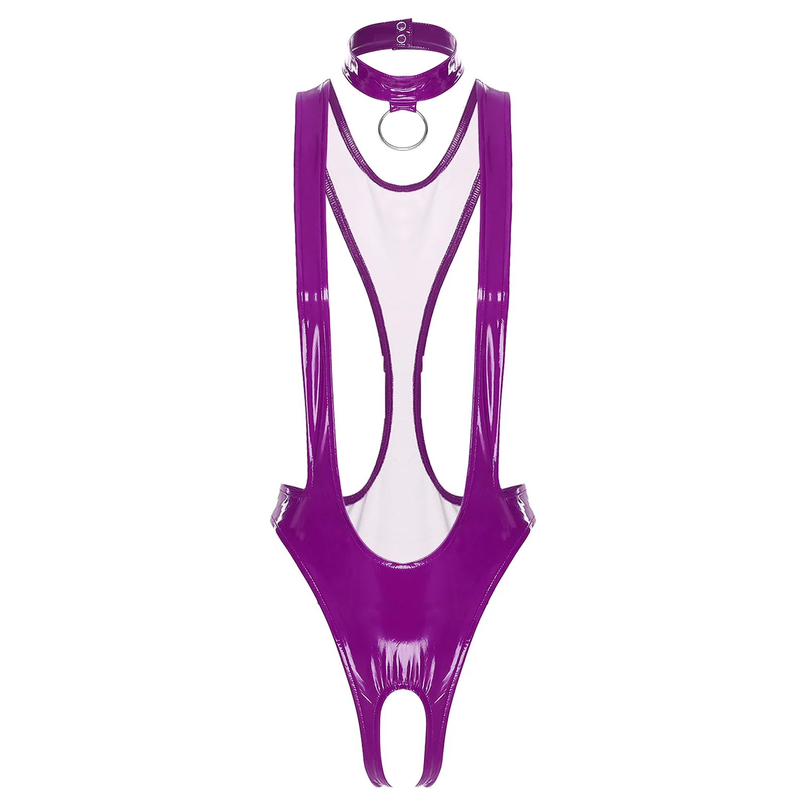 

Женское боди из лакированной кожи с мокрым эффектом и колье, соблазнительная пижама без промежности с открытой спиной, пикантные комбинезоны для флирта, порно костюмы