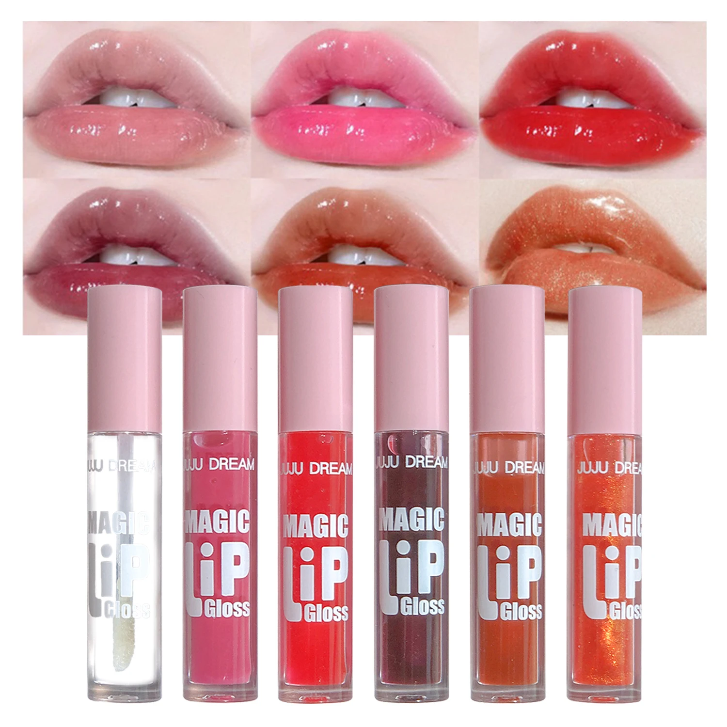 6 pcs Fine Sparkling Lip Gloss Set - Easy to Color, Non-Stick, Non-Fading, Moisturizing & Shiny Lip Gloss Set, a Gift for Ladies