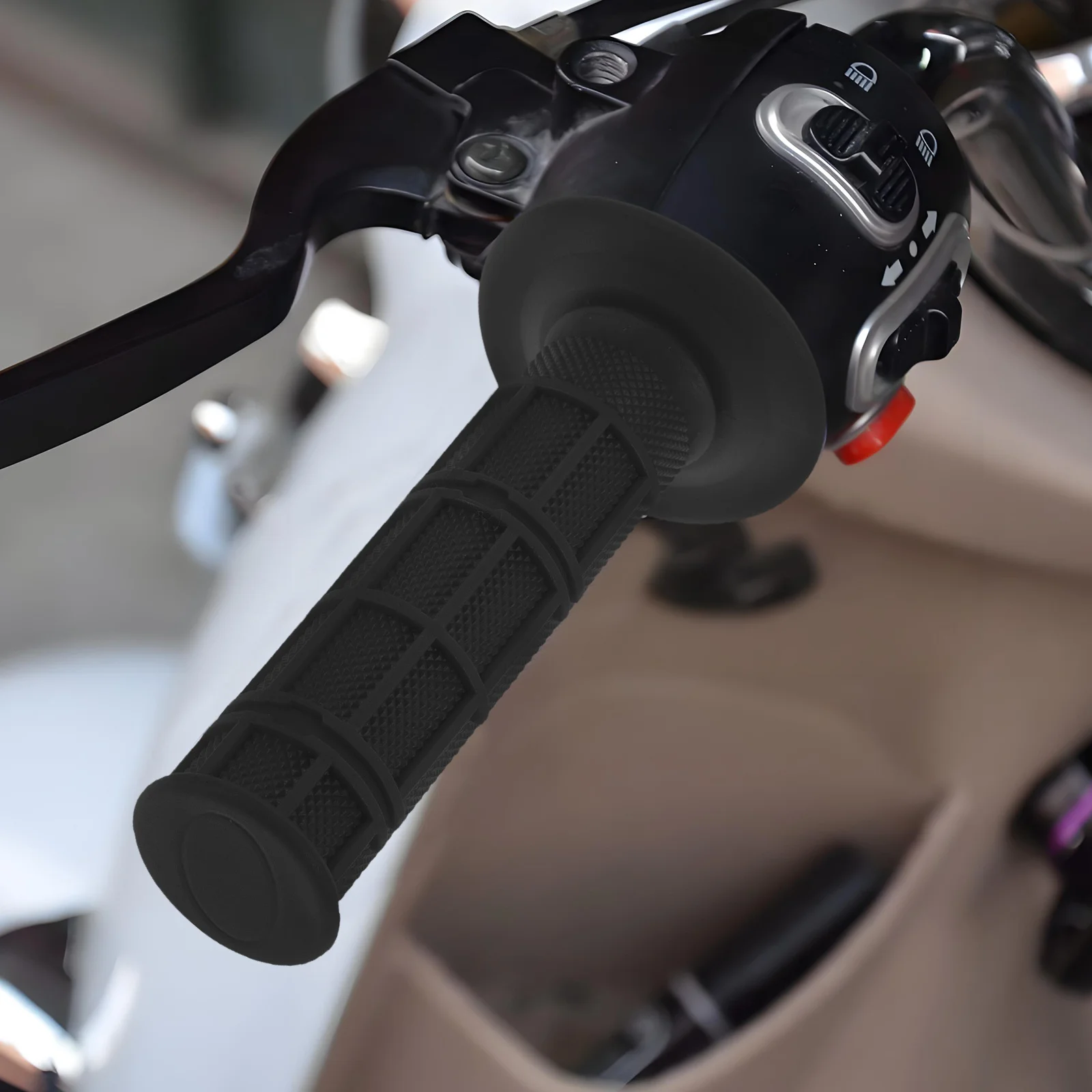 

1Pair Motorcycle Handlebar Grip Tpe Comfortable Nonslip Reinforced Core Easy Install Stylish 22mm 78 Inch Throttle Handle Grips