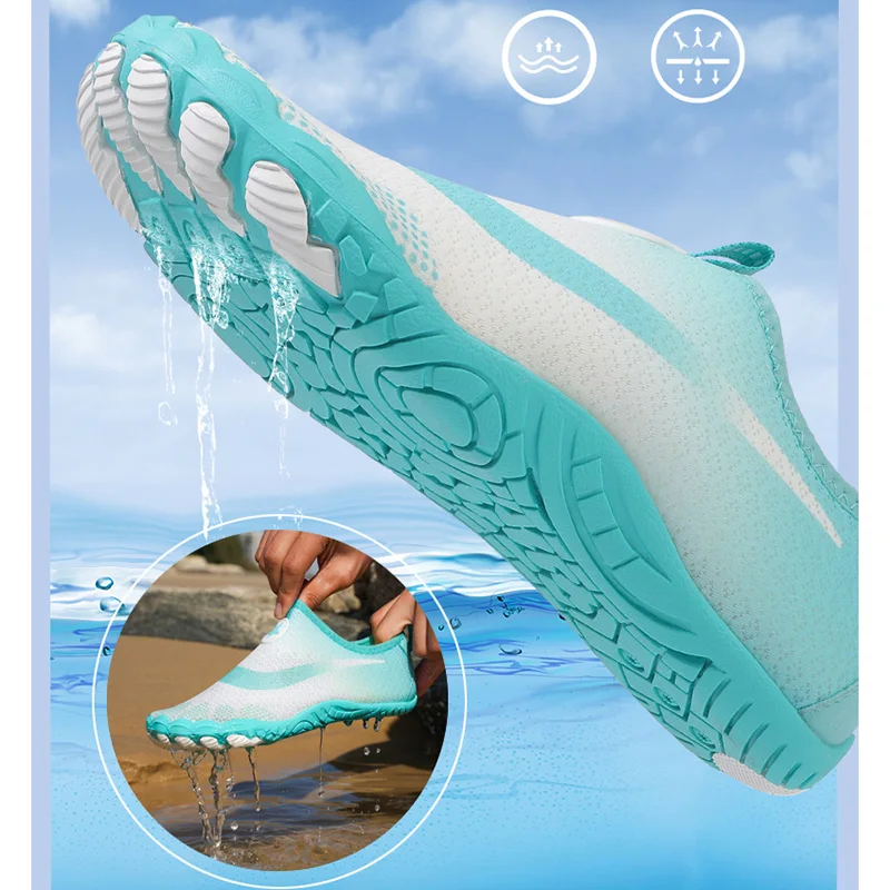 Couple Water Shoes Unisex Barefoot Beach Shoes Men Women Qiuck Drying Aqua Shoes Five-Fingers Wading Sneakers Swimming Footwear