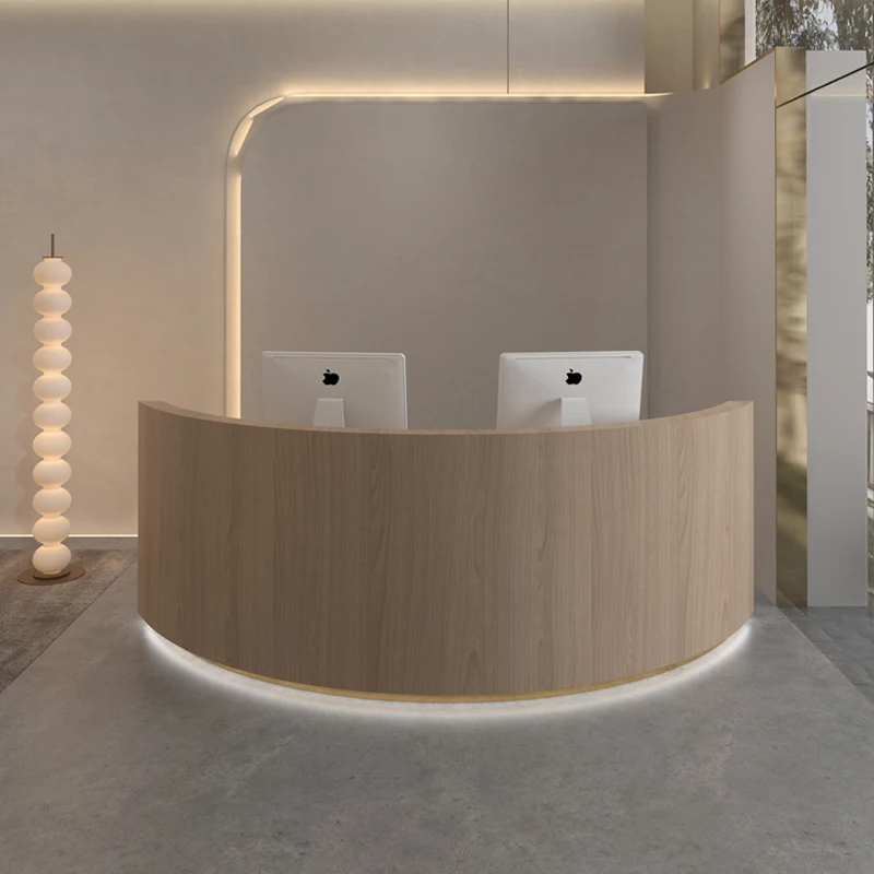 Bureaux de réception à tiroirs incurvés, bureaux de réception pour Salon de beauté, entreprise de bienvenue, meubles commerciaux d'accueil Comptoire