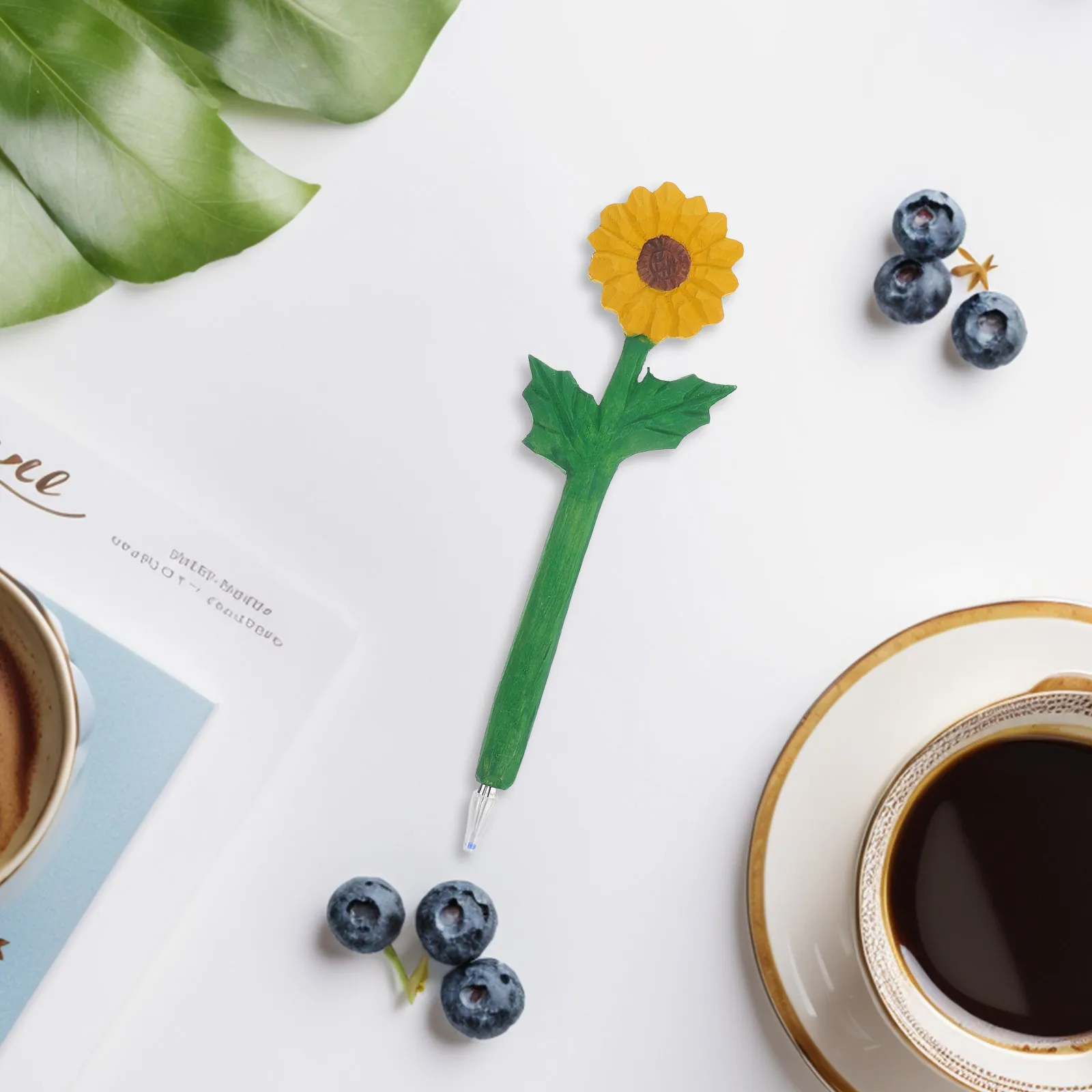 

Wooden Vintage Sunflower Engraved Pen Smooth Writing Decorative Pen for Journaling Office Home Creative Stationery
