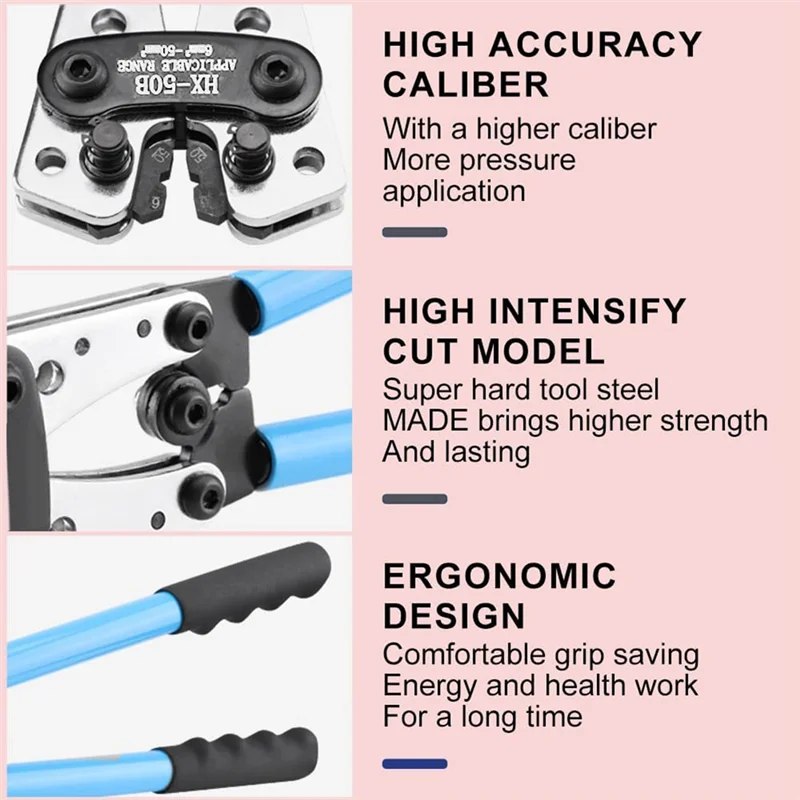 

AC62-Battery Cable Lug Crimping Tool,Electrical Lug Crimper With 60Pcs Wire Lugs And Heat Shrink Tubing For Lugs Terminals