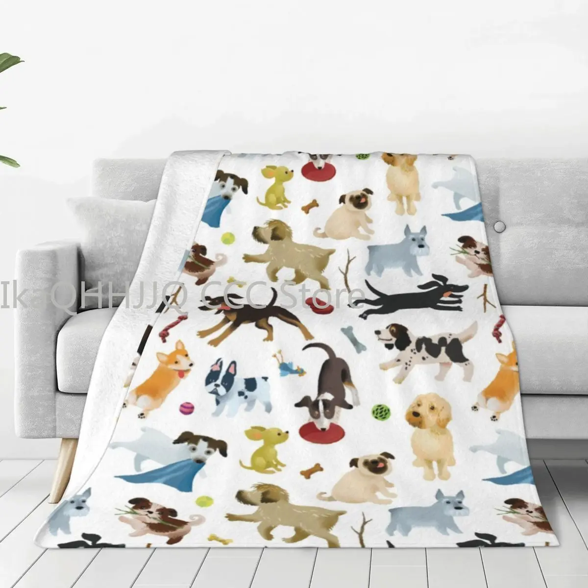 

Cute Dog Christmas Gift Flannel Blankets Funny Animal Warm Soft Throw Blanket for Living Room Novelty Bedspread Sofa Bed Cover