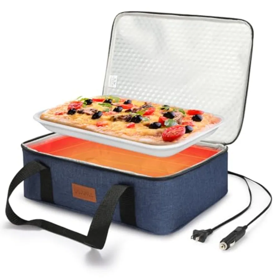 

Food Warmer Electric Casserole Carrier - Large Heated Lunch Bag for Car Truck 12V/24V/110V Thermos for hot food for Potluck Coo