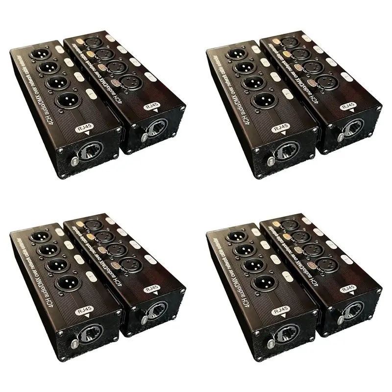 N36R-4Pair 4-Channel 3-Pin XLR Audio And DMX Over Network Cable Extender, DMX512 Network Signal Extender 1 Male+1 Female