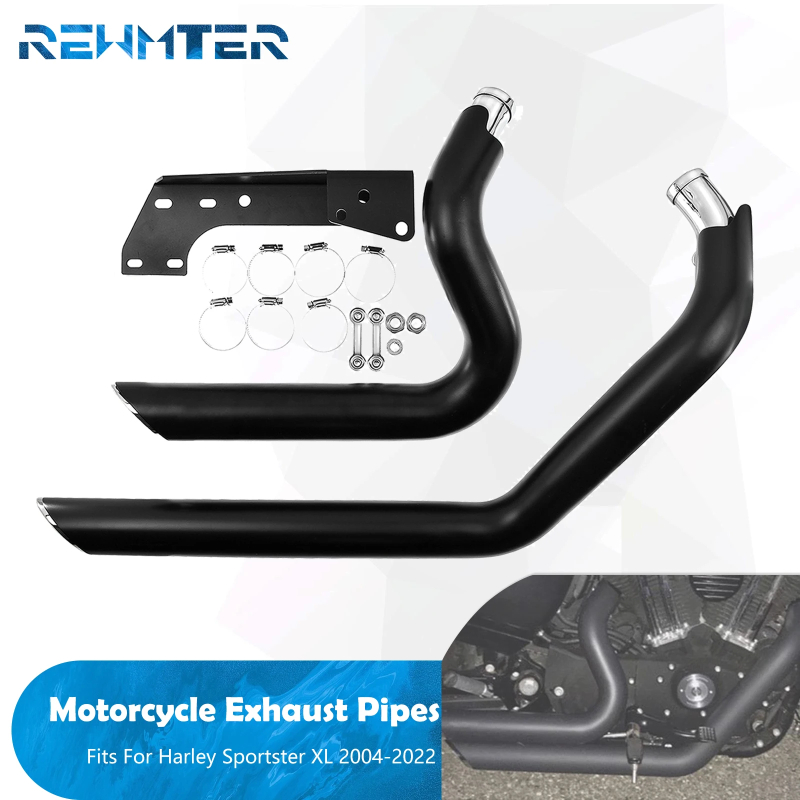 

Motorcycle Exhaust Pipes System Shortshots Staggered Exhaust Mufflers Pipe For Harley Sportster 883 1200 72 XL Forty Eight 04-22