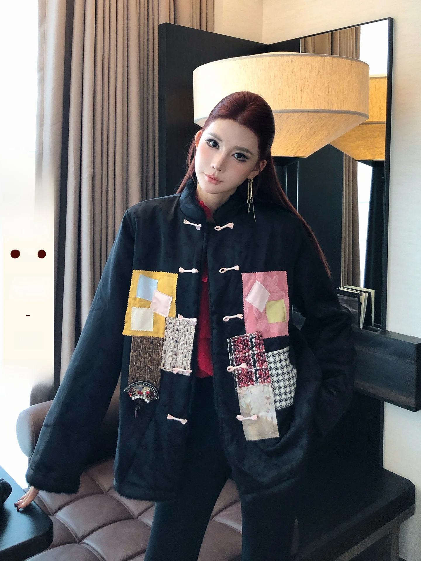 

Новая китайская двусторонняя декоративная куртка-жакет с вышивкой и воротником-стойкой для женщин Li Wan Jun