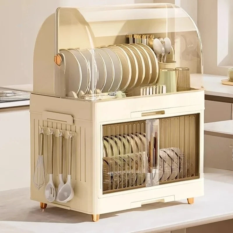 Kitchen Bowl Rack, Tableware Storage Box, Household with Lid, Tableware, Bowl Box, Dish Drain Rack, Plastic Cupboard