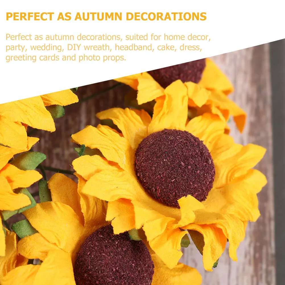 

2 Bags Sunflower Wreath Ornaments Artificial Flowers Bright Yellow Vivid Lifelike Decor For Home Party Wedding Diy