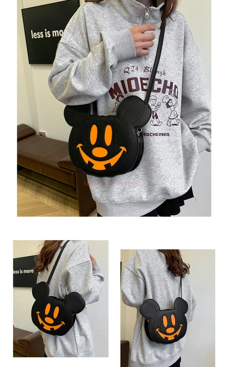 Mickey Mouse Shoulder Bag Halloween Funny Pumpkin Bag Creative Diagonal Cross Bag Splicing Cartoon Bag Children'S Gifts view 6