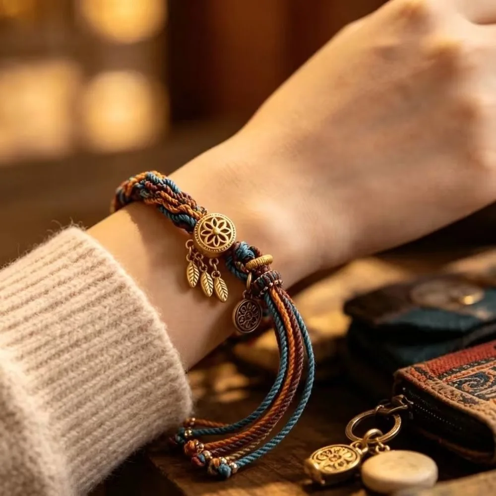Multi-color Bracelet DIY Adjustable Synthetic Fiber Cord Hand-woven Bracelet Durable Vibrant Adjustable Bracelet All Seasons