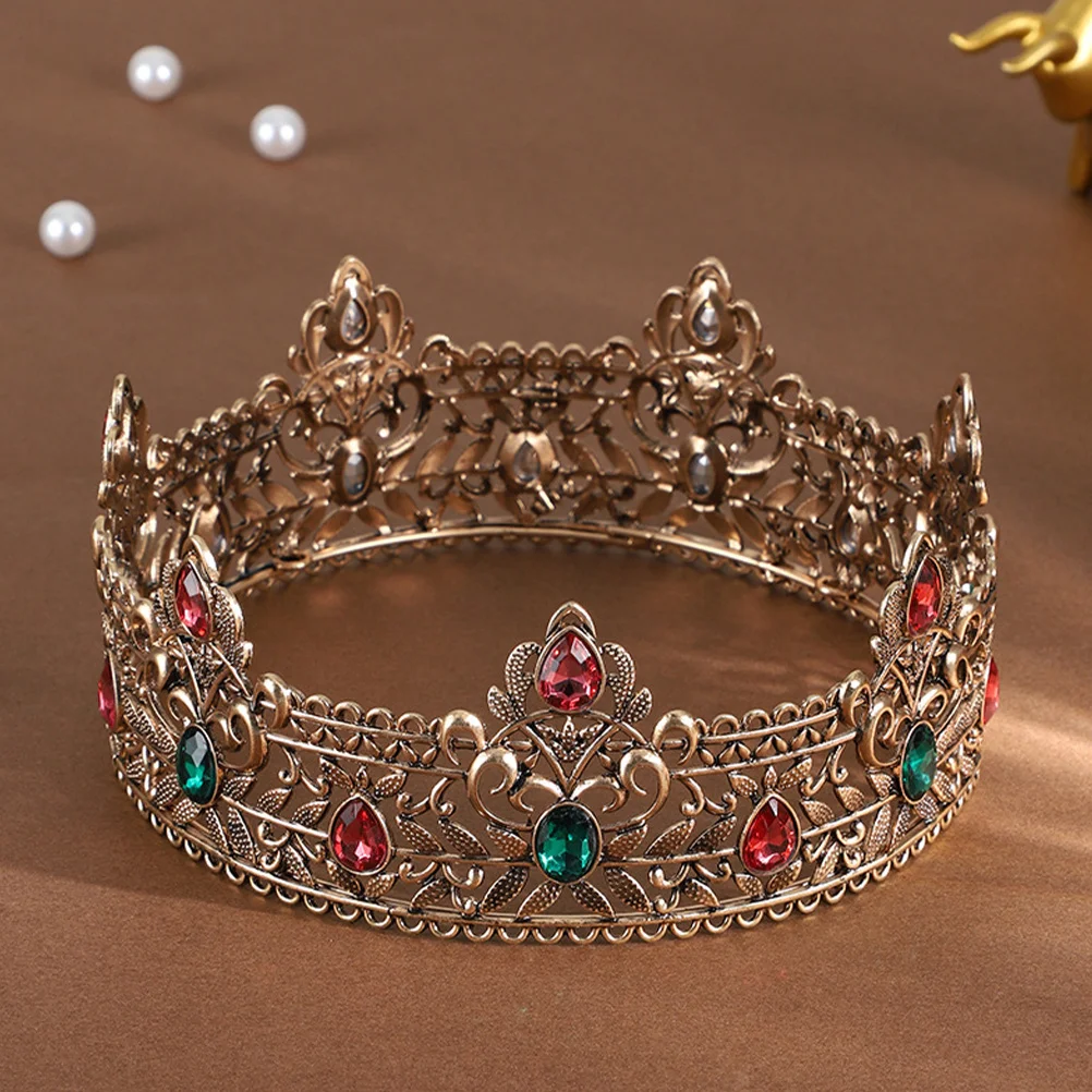 Gothic Crown For Men King Cosplay Costume Accessory Golden Retro Wedding Party Prom Jewelry Vintage Headpiece