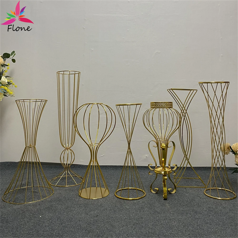 

Luxury Wedding Easter Decoration Ceterpiece Flower Stand Gold Plated Shiny Road Guide Wedding Supplies Marriage Baby Shower Deco