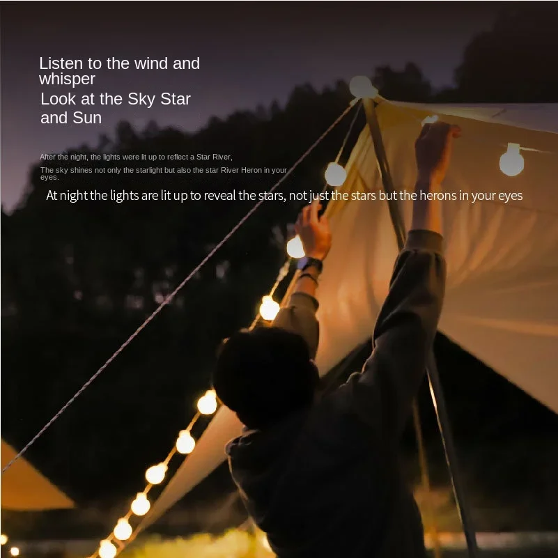 Outdoor Camping USB Light Lighting Battery Atmosphere Light Camping String Light Bulb Decorative String