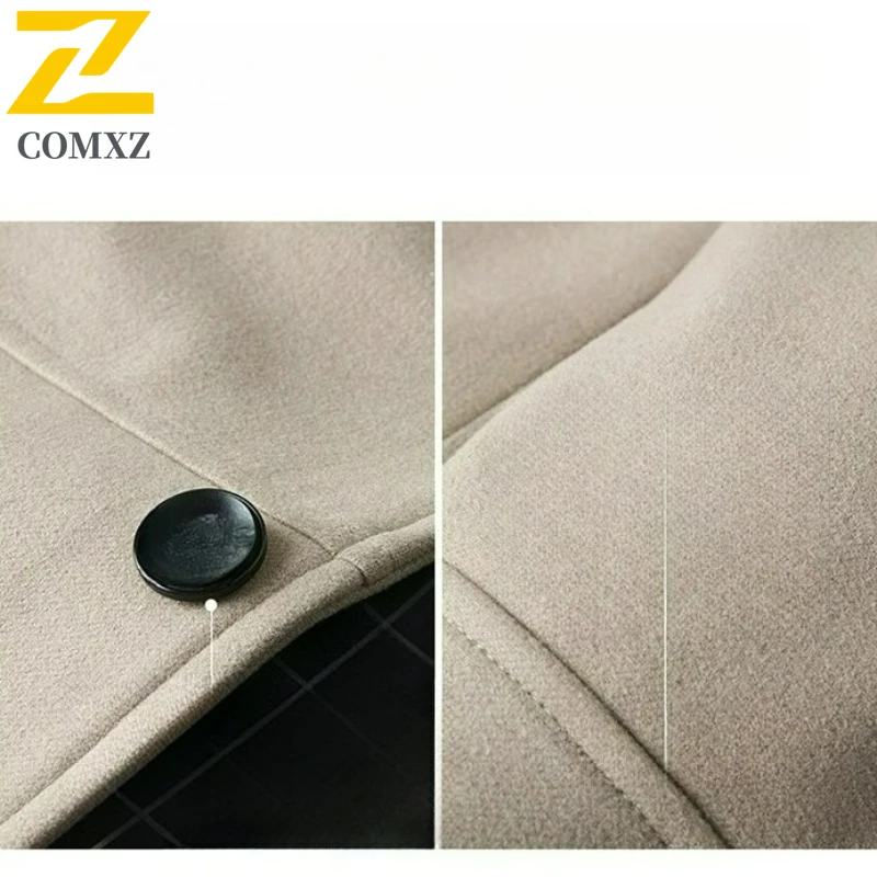 COMXZ Luxurious Jacket Men New Casual Notch Lapel Outdoor Working Thickened Coat Trendy Daily Wear Windproof  Autumn Outerwear