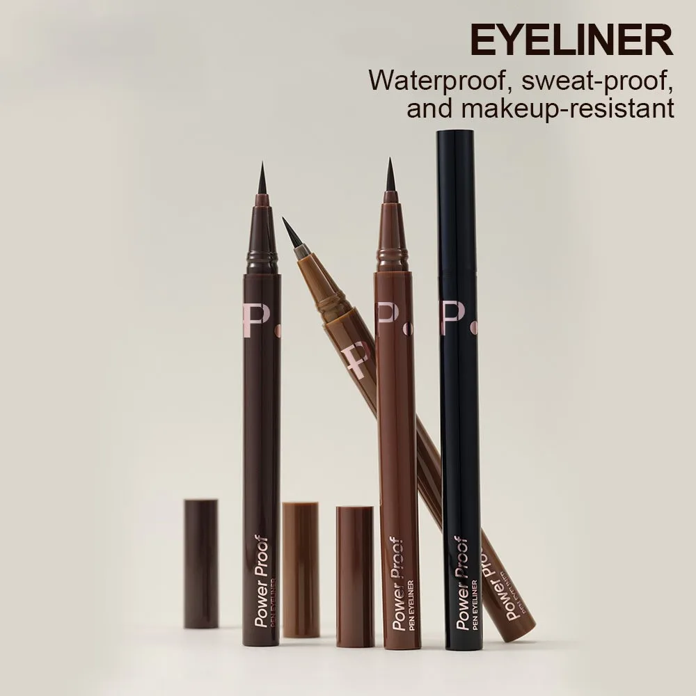Flüssiger Eyeliner-Stift mit weicher Faserspitze, wasserfest, wischfest, langlebig, kein Ausbleichen, schwarzer/brauner Eyeliner für Augen-Make-up