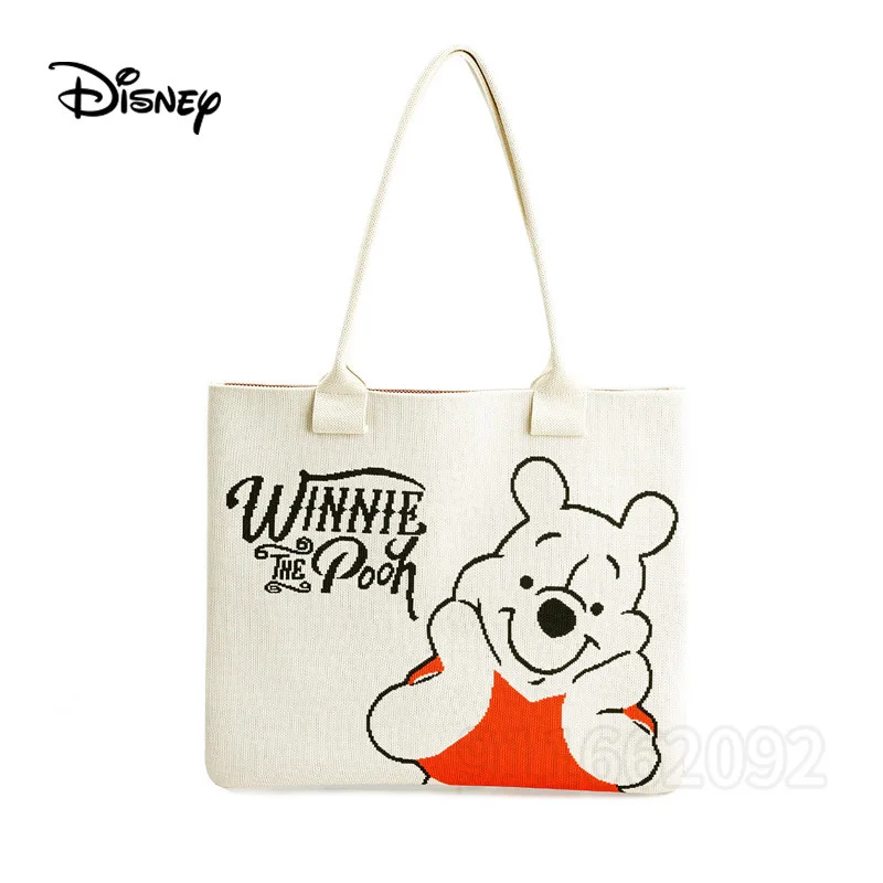 

Disney Winnie The Pooh New Women's Handbag Luxury Brand Original Women's Shoulder Bag Knitted Embroidered Cartoon Women's Bag