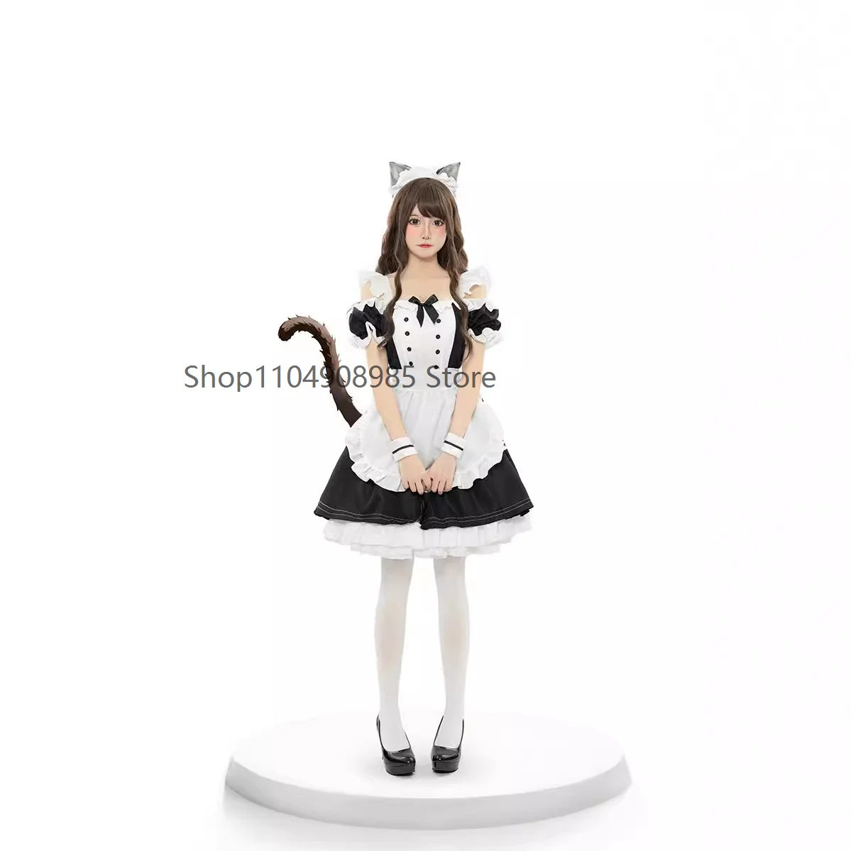 

New Anime Lolita Maid Uniform Women Halloween Party Dress Student Black White Gothic Lolita Cat Girl Role Play Outfit