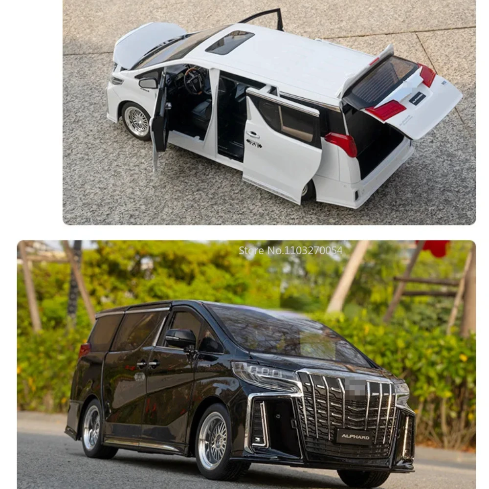 Large Scale 1/18 Alphard MPV Alloy Diecast Car Model Simulation Sound Light Pull Back Metal Toy Vehicle Children Gift Decoration